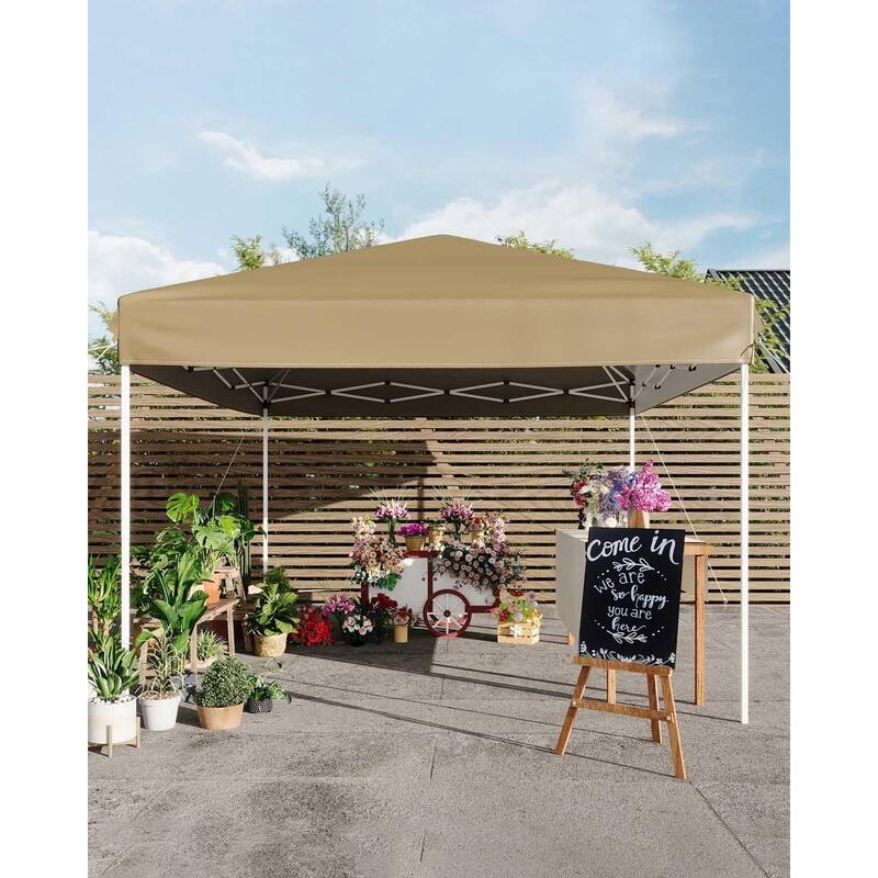 10x10 Heavy Duty Pop Up Canopy,Outdoor Canopy Tent with Portable Bag - Khaki