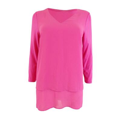 MICHAEL Michael Kors Women's Layered-Look Top (XS, Cerise)