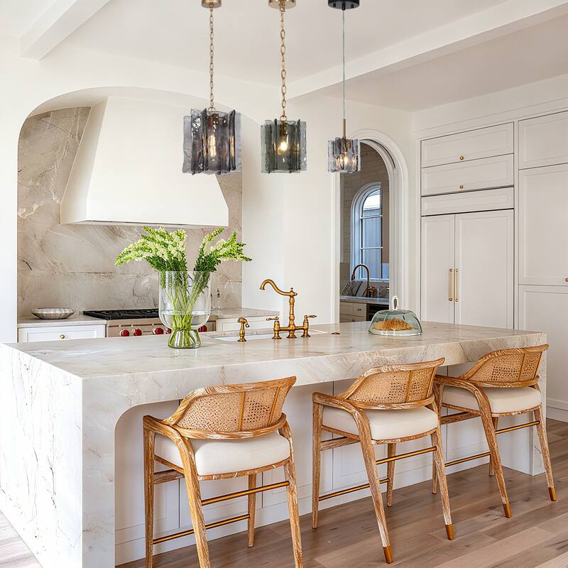 Kasy Modern 1-Light Textured Glass Pendant Art Deco Kitchen Island Light