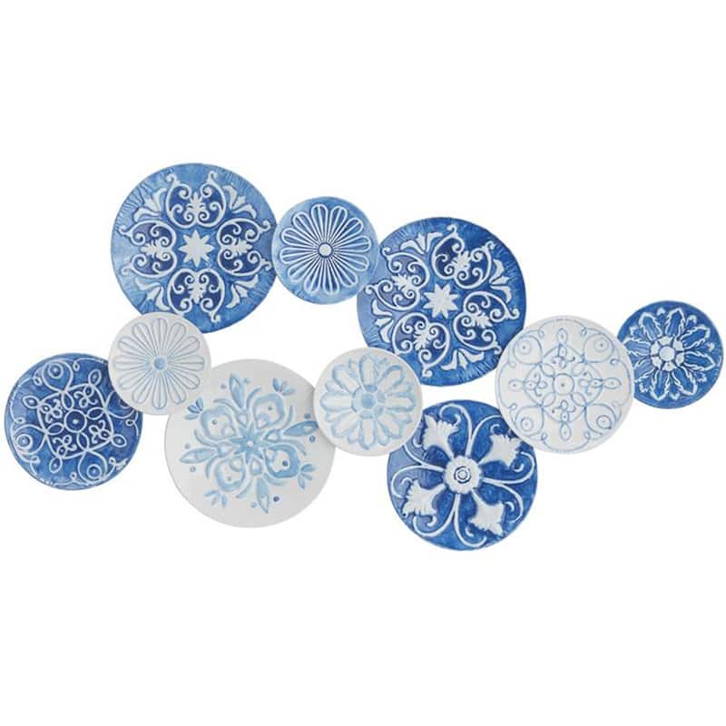 Santorini 46 x 23 Hand Painted Multicolor Circles Metal Wall Art
