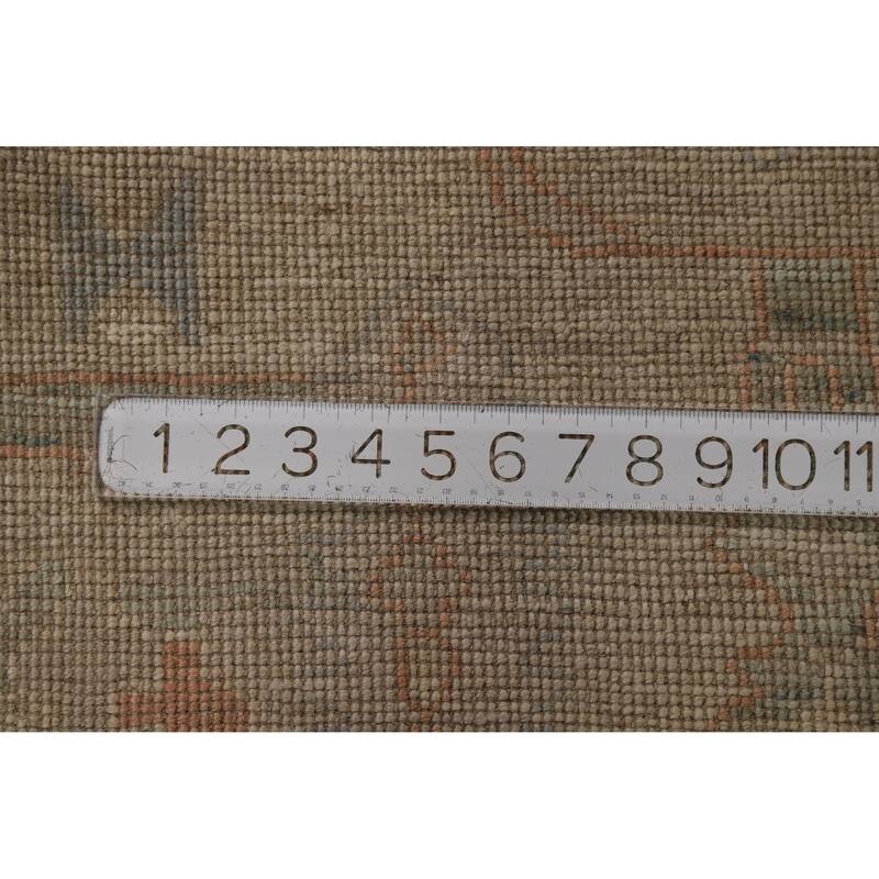 Geometric Vegetable Dye Oushak Turkish Rug Hand-Knotted Wool Carpet - 6'3"x 8'2"