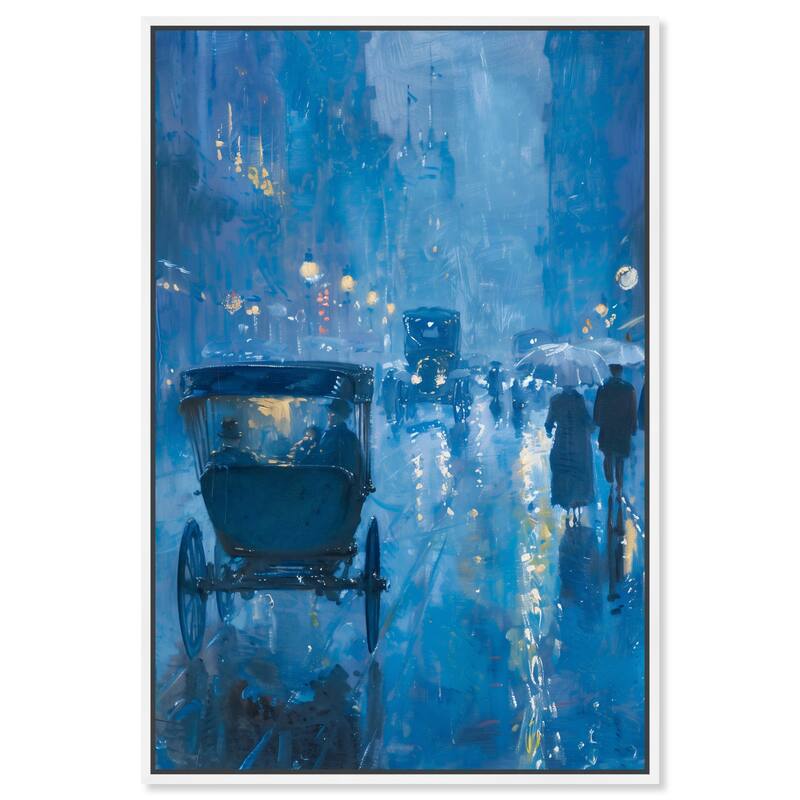 Art Remedy London Nights Framed Impressionism 1 Piece Canvas Wall Art /Monet And Van Gogh Inspired Art - 37 x 55 - White