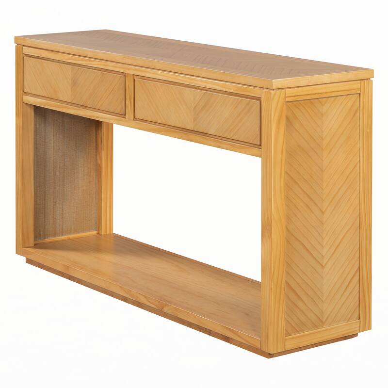 55" Rustic Wooden Entryway Console Table(Natural)