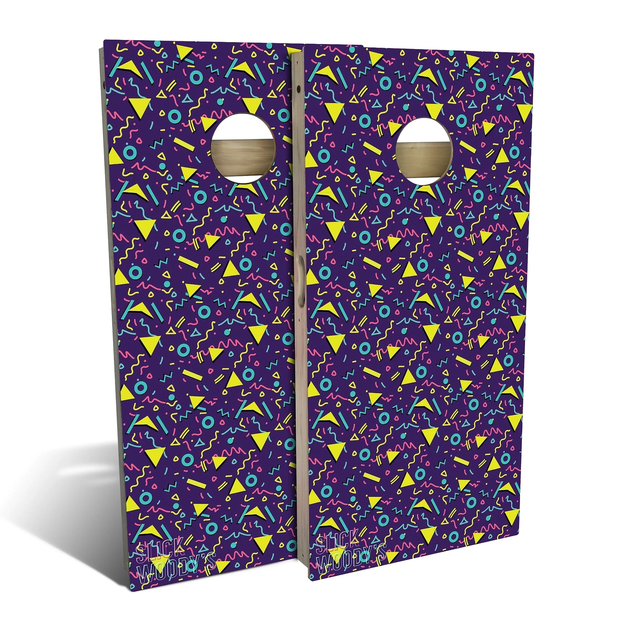 80s Purple Outdoor Cornhole Board Set