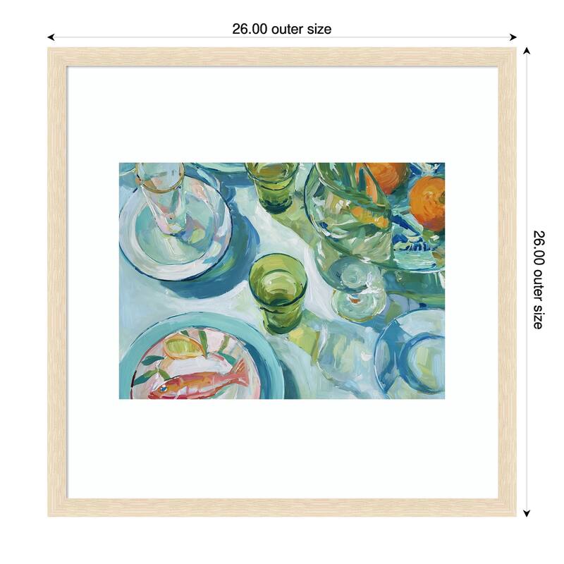 GreenTable No. 1 by Paula Freeman Wood Framed Wall Art Print - Brown - 26 x 26 in