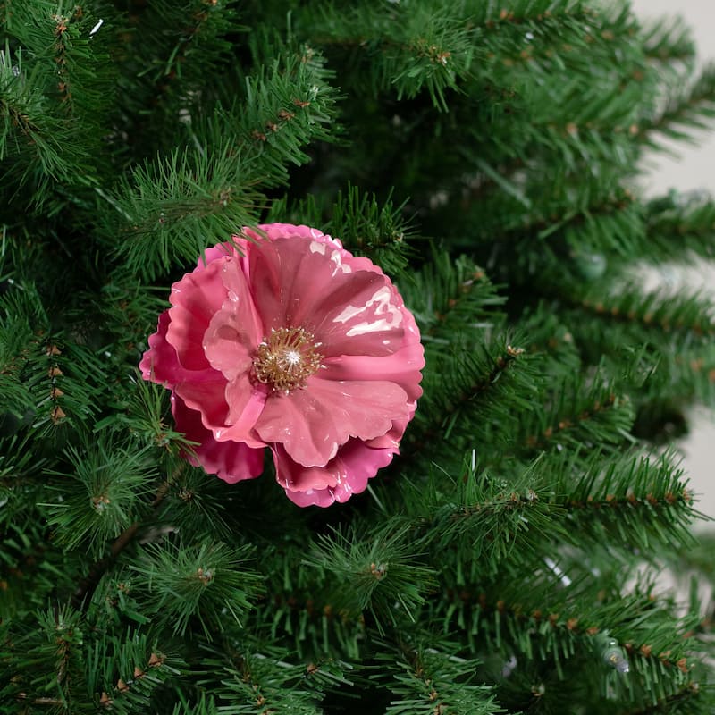 18" Pink and Brown Poppy Flower Artificial Christmas Stem - 18