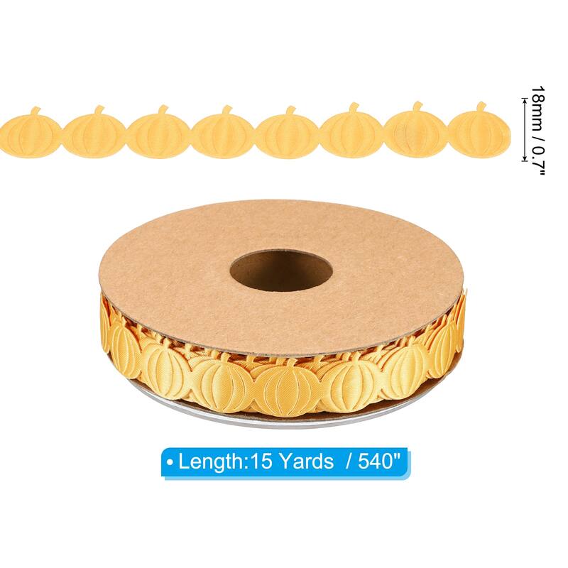 15 Yards Pumpkin Ribbon, Pumpkins Trim Rope Artificial Pumpkin String - Gold