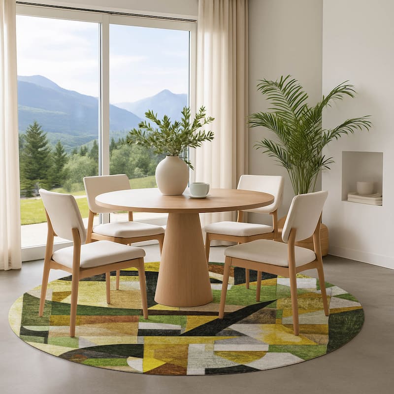 Premium Washable Super Soft Contemporary Mayfield Rug - Green - 8' x 8'