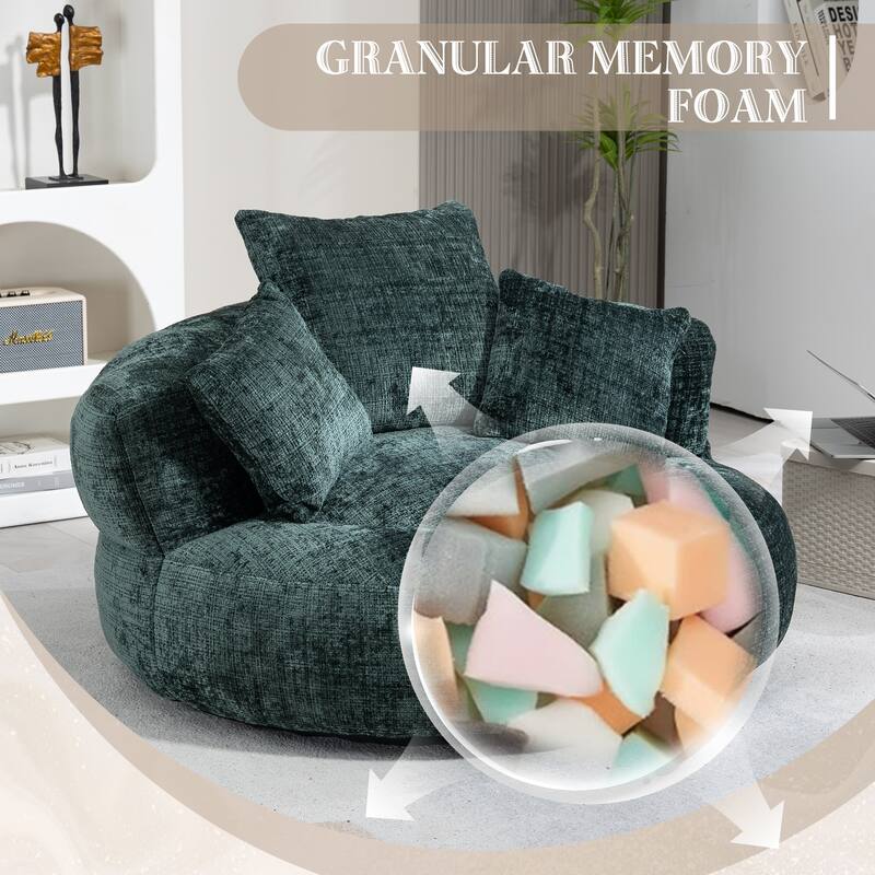 Roomfitters Bean Bag Gaming Chair with 3 Pillows, Soft High Back Lazy Sofa for Indoor and Outdoor Bedroom or Office Use