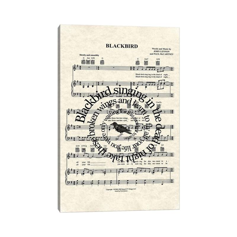 iCanvas "Blackbird - Version Two" by WordsAndMusicArt Canvas Print