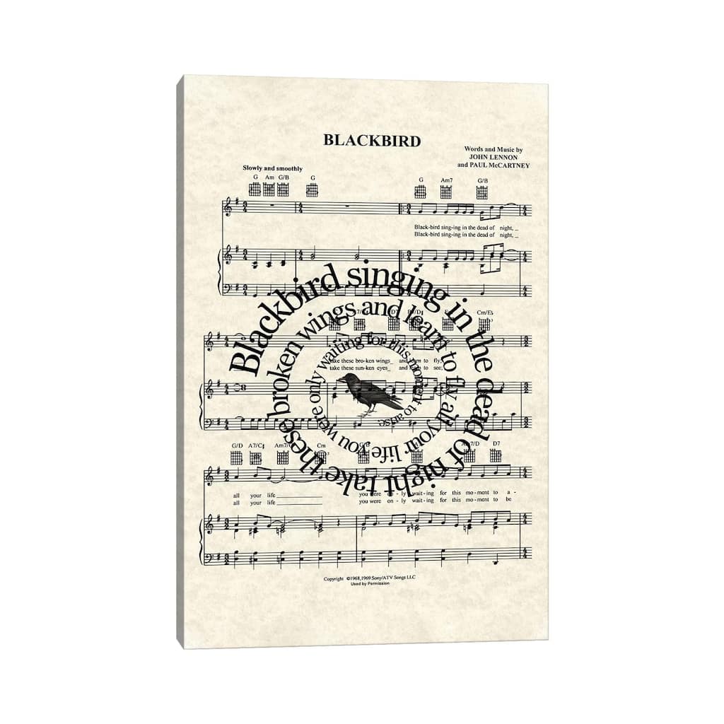 iCanvas "Blackbird - Version Two" by WordsAndMusicArt Canvas Print