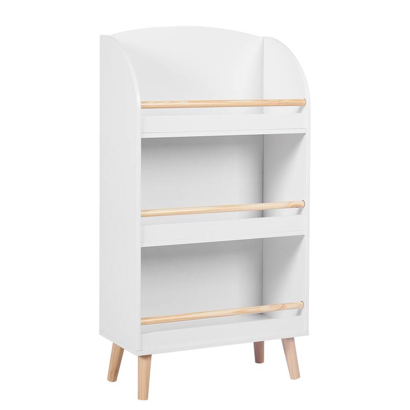 Children's Multi-Functional 3-Shelf Bookcase Toy Storage Bin, White