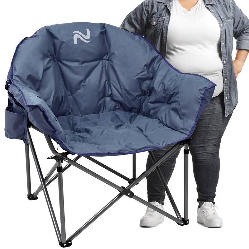 DoCred Oversized Camping Chair, Fully Padded Folding Moon Chair