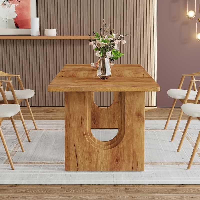 70.89" Rectangle Dining Table for 6-8 People, Modern Simple Wood Kitchen Table