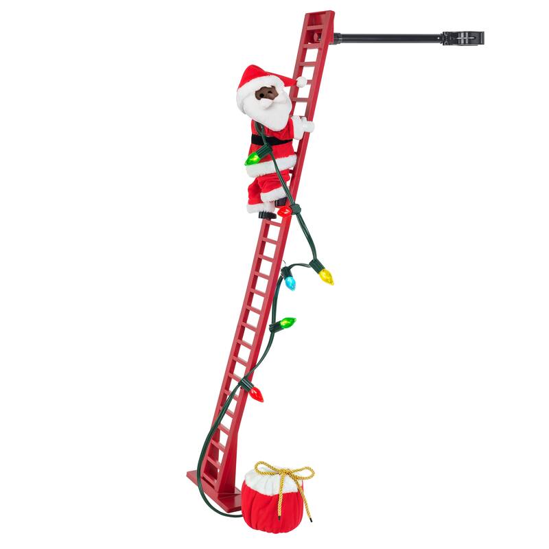 43" Animated Super Climbing Black Santa