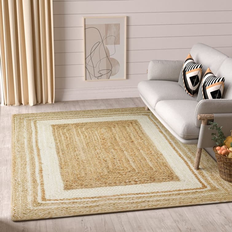 Jute Hand Braided Zigzag Stitch Natural Fibers Farmhouse Style Area Rug