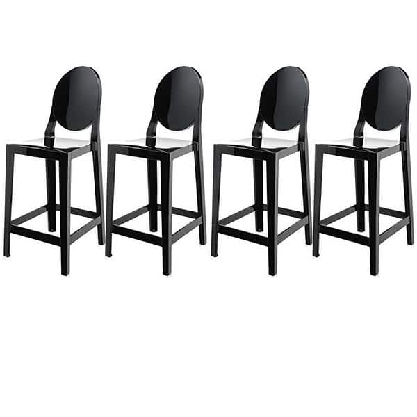 slide 2 of 24, Set of 4 30" Seat Height Barstool Modern Plastic Side Bar Counter Stool Accent Armless Designer With Backs