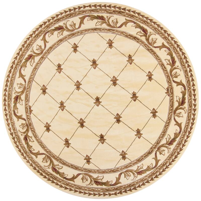 Domani Classics Victorian Bordered Trellis Area Rug - 7'7" Round - Ivory