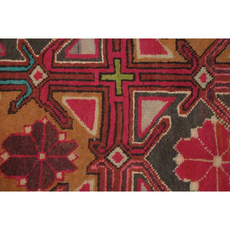 Hand Knotted Oriental 100% Wool Carpet Traditional Geometric Red Ardebil Area Rug - 9' 5'' X 4' 8''