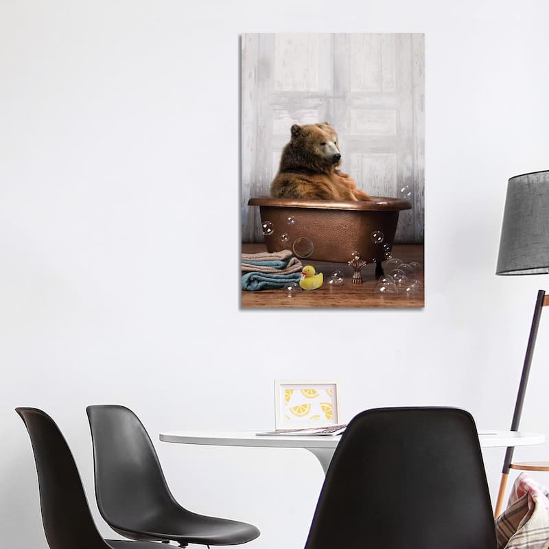 iCanvas "Bear In The Tub" by Domonique Brown Canvas Print - 40x26x1.5