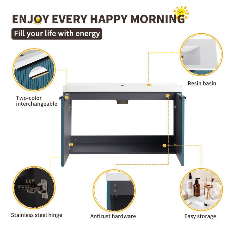 Beingnext 36"/48" Bathroom Vanity with Sink, Floating Bathroom Vanity with Soft Close Door