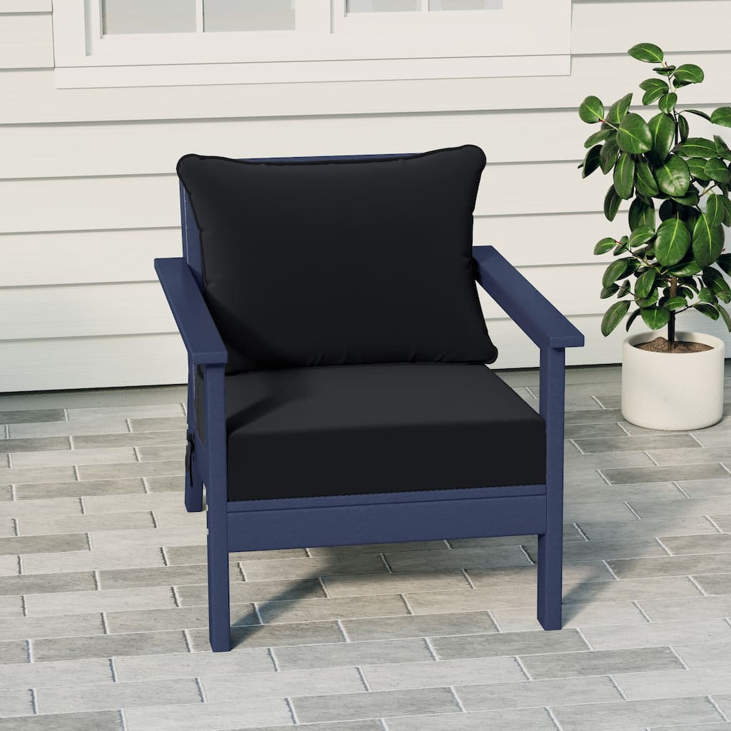 Birchwood All Weather HDPE Outdoor Patio Deep Seating Navy Blue Club Chair With Cushions (1-Piece)