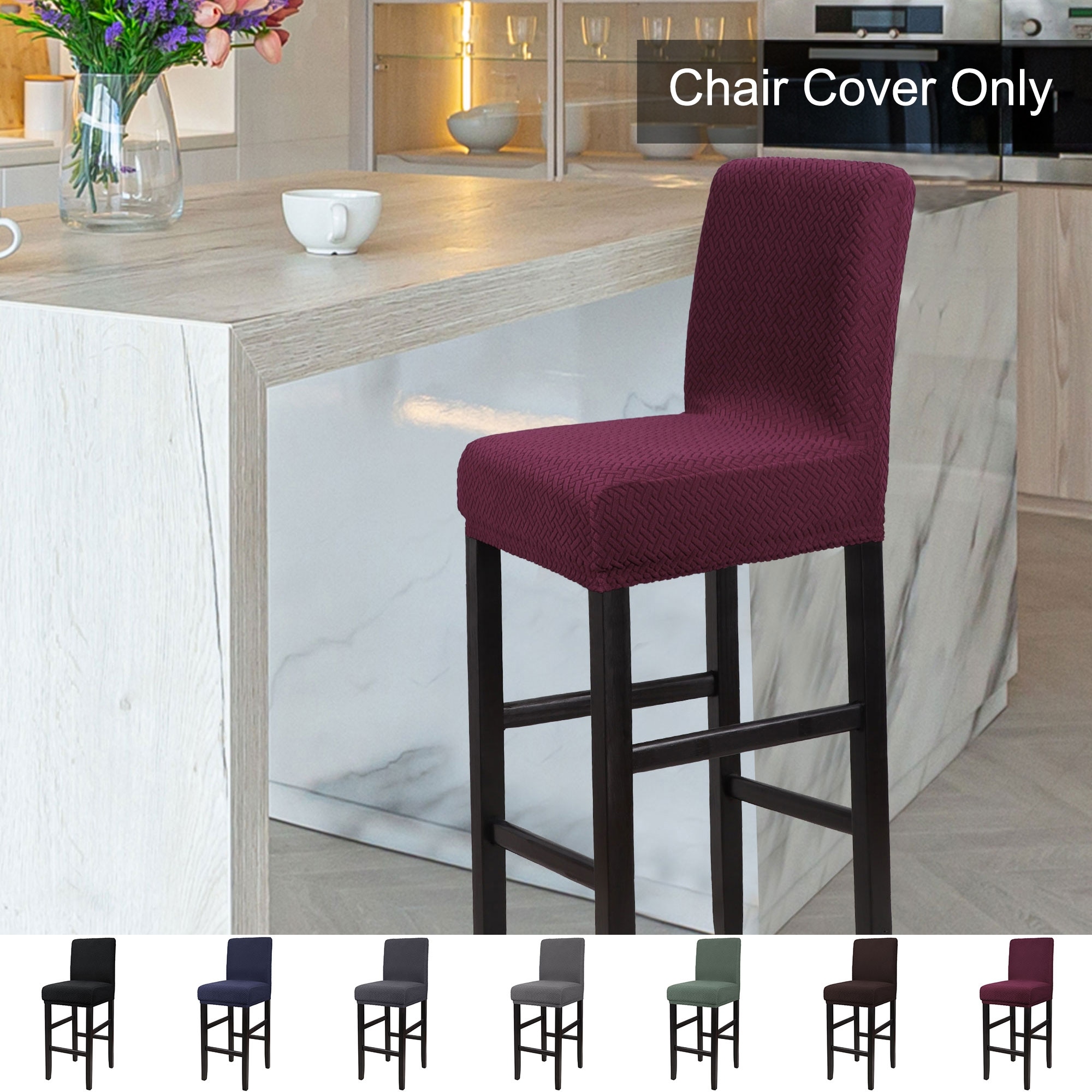 4pcs Dining Chair Cover Pattern Stretch Bar Stool Slipcover Seat Protectors 