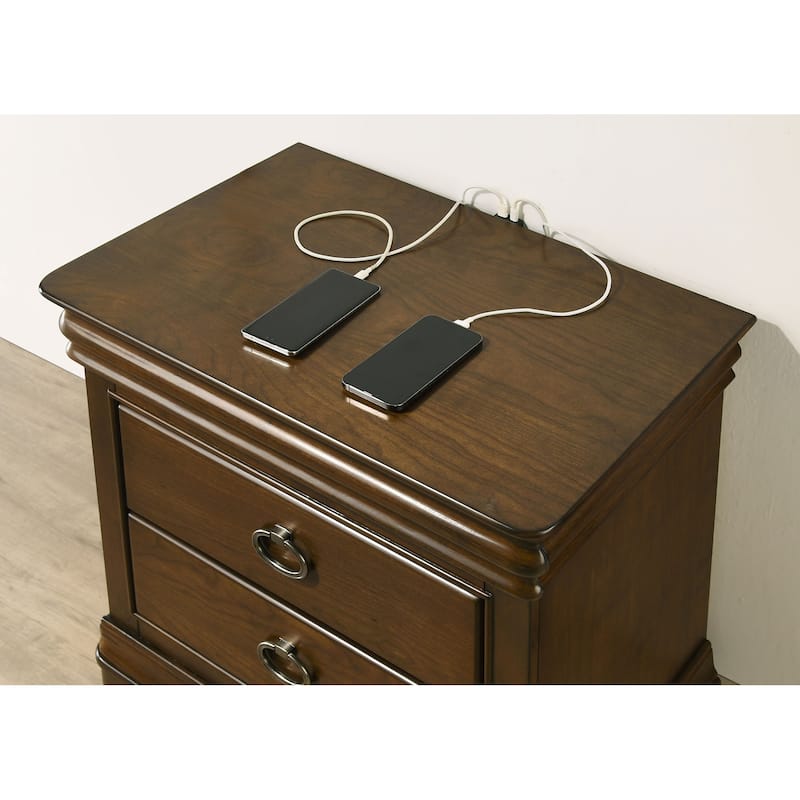 3-Drawer Nightstand with USB Ports