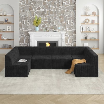 Modern Corduroy U-shaped Modular Sectional Sofa with Efficient Design