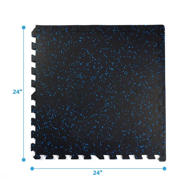 Black & Blue 24 in. x 24 in. x 0.5 in. Rubber&EVA Gym Flooring Tiles, Interlocking Anti-Fatigue Exercise Tile Mat