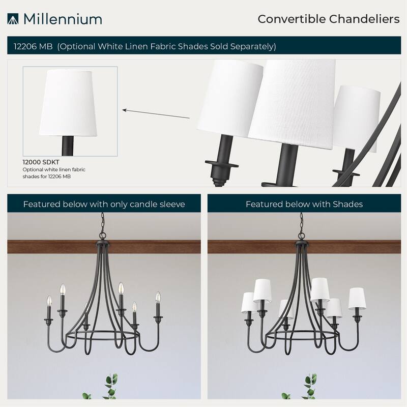 Millennium Lighting 12206 Artemis 6 Light 30" Wide Taper Candle Style