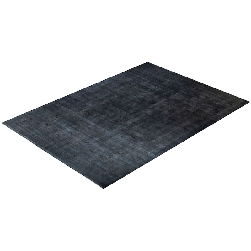 Overton Handknotted Wool Vintage Inspired Contemporary Overdyed Gray Area Rug - 17' 8" x 12' 3"