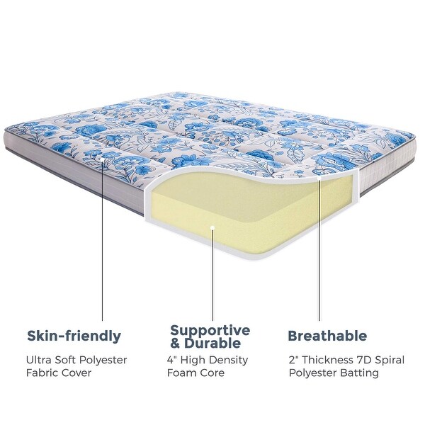 6-inch Thick Floral Pattern Floor Bed Futon Mattress - Bed Bath