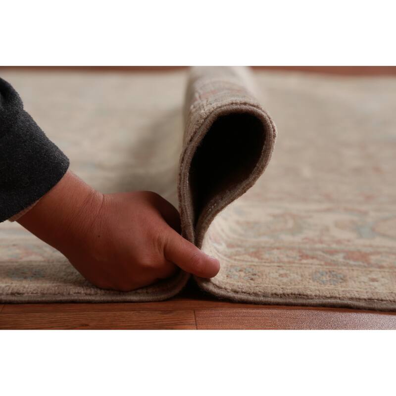 Hand Knotted Oriental 100% Wool Carpet Transitional Floral Beige & Ivories Oushak Area Rug - 9' 9'' X 8' 0''