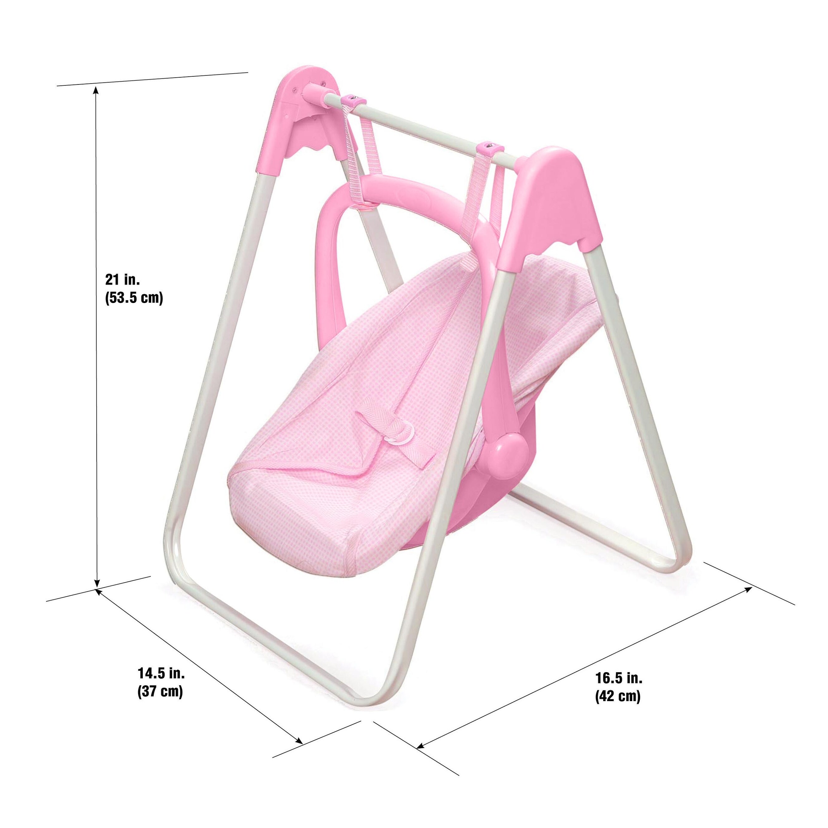 Badger Basket Doll Swing with Portable Carrier Seat - Pink/Gingham