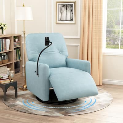 270 Degree Swivel Electric Recliner Home Theater Seating Single Reclining Sofa Rocking Motion Recliner with a Phone Holder for L