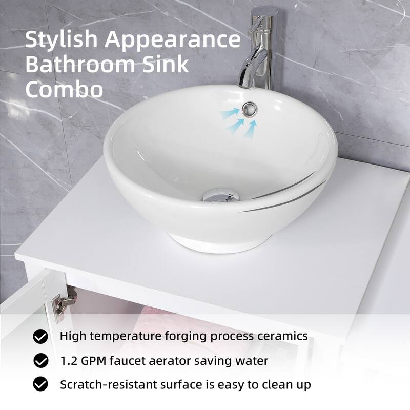 72" Bathroom Vanity Set Glass Ceramic Vessel Sink Side Cabinet Combo