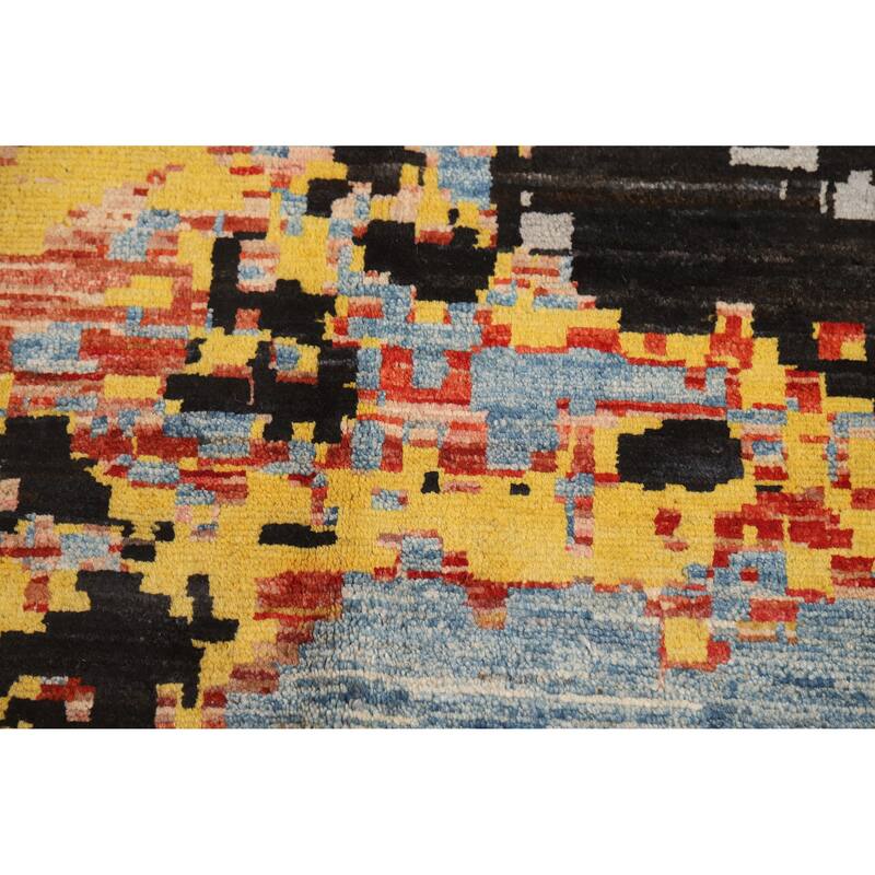 Contemporary Abstract Oriental Area Rug Hand-Knotted Wool Carpet - 8'3" x 11'3"