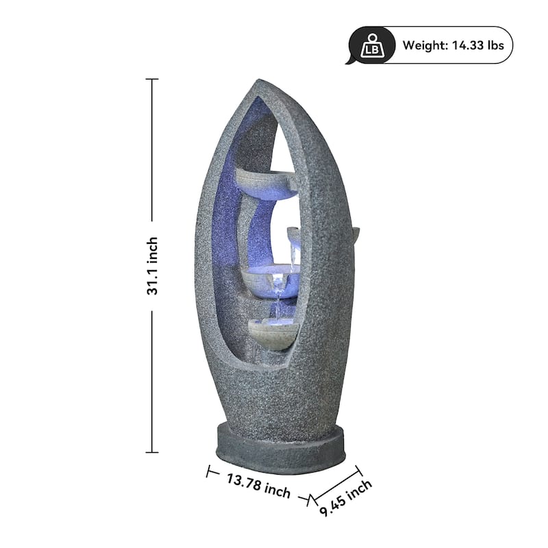 Outdoor Fountain 5-Tier Weather Resistant Outdoor Floor Waterfall Fountain