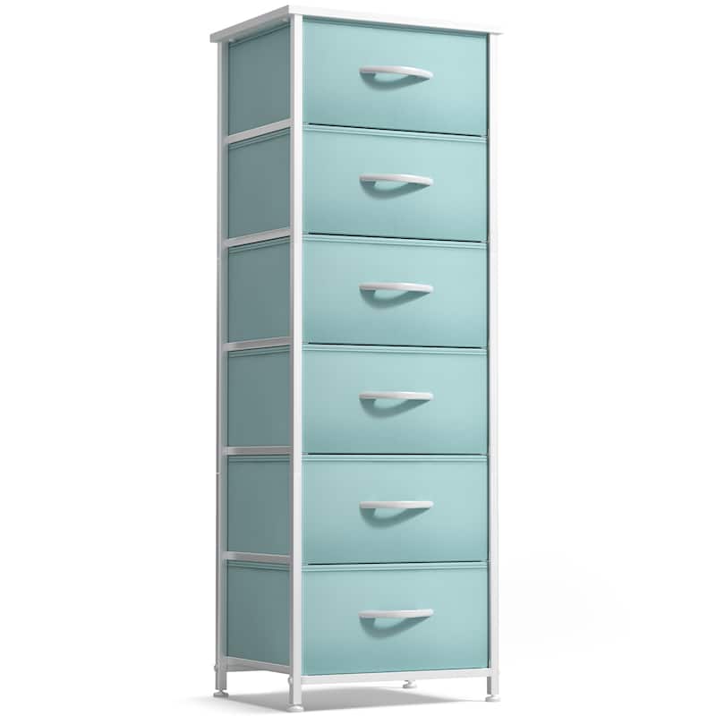 Sorbus 6 Drawers Tall Dresser Easy Pull Foldable Fabric Bins - Aqua