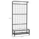 preview thumbnail 3 of 16, Outsunny Tall Plant Stand with Trellis and Hanging Bar, Metal Plant Holder Flower Stand