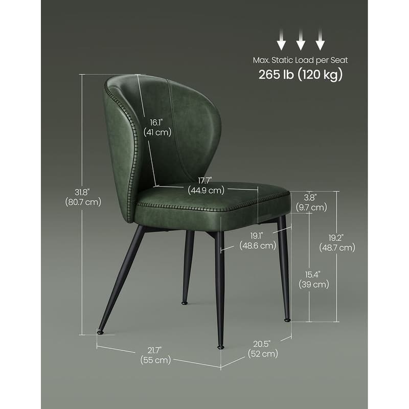 Modern Dining Chairs with Steel Frame and Synthetic Leather Padded Seat