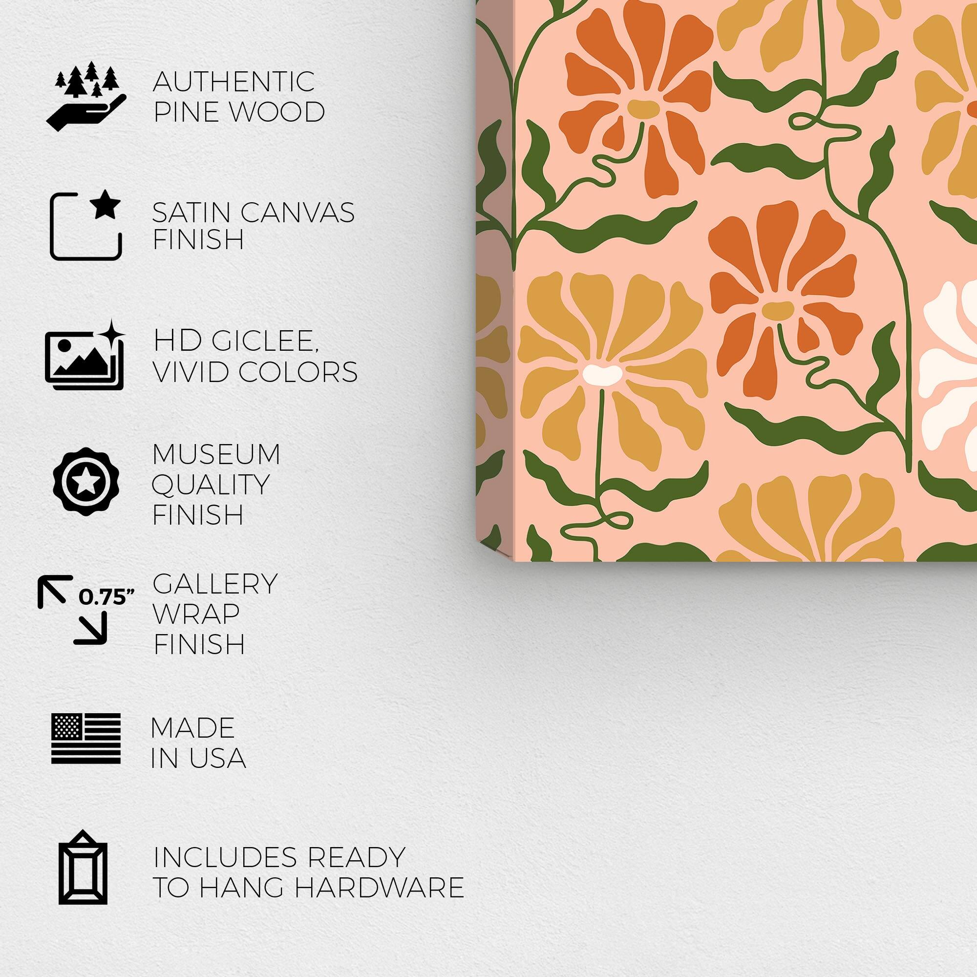 Wynwood Studio Canvas Abstract Flower Vine Pattern Pink and Light Pink