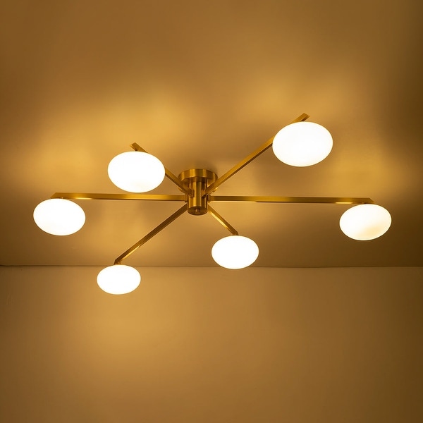 Mid-century Modern 6-Light Oval Glass Accents Semi-flush