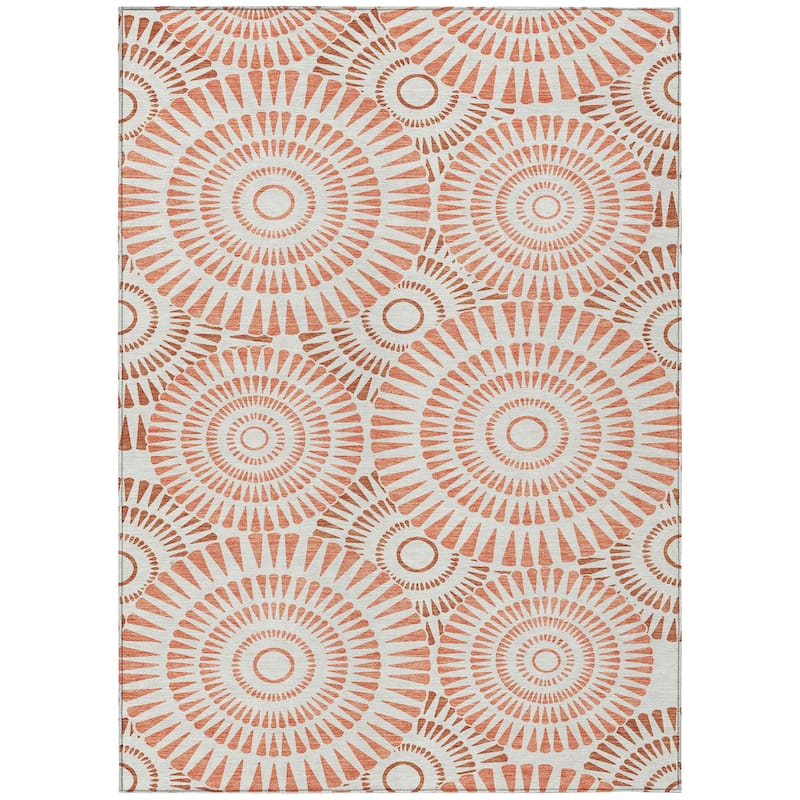 Machine Washable Indoor/ Outdoor Chantille Contemporary Burst Rug