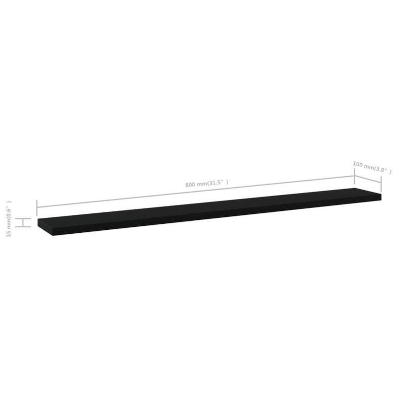 vidaXL Bookshelf Boards 8 pcs Black 31.5"x3.9"x0.6" Chipboard