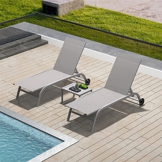 Chaise Lounge Outdoor Set of 3 with Wheels