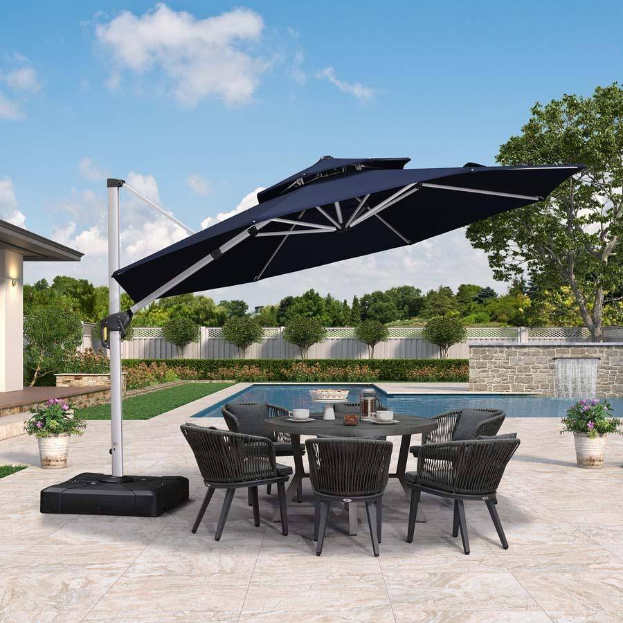 PURPLE LEAF 12ft Round Large Cantilever Offset Umbrella