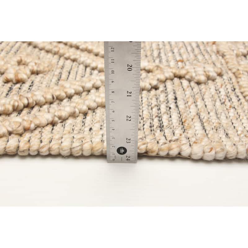 ECARPETGALLERY Braid weave Sienna Beige Wool Rug - 5'0 x 7'8