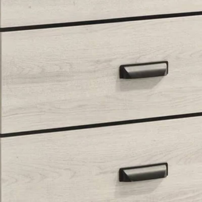 Lei Bedroom Tall Dresser Chest with 5 Drawers, Distressed White Wood